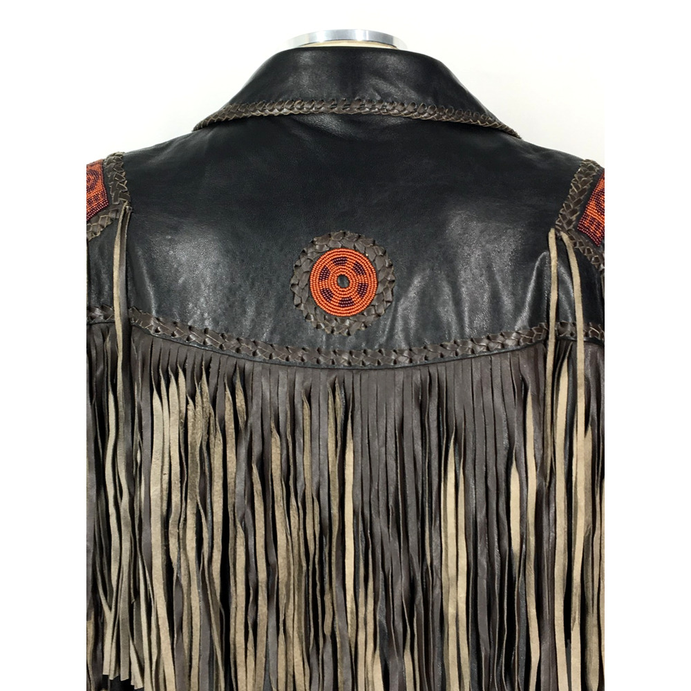48R Scully Mens 100% Genuine Leather Ranch Western Hand Beaded 3 Button Jacket - Picture 5 of 16